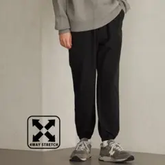 メンズ4wayダブルクロスストレッチジョガーパンツ （Black）Ｌサイズ