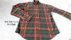 長袖シャツ S～M チェック柄 ボタンダウン　秋色　ラルフローレン　Used