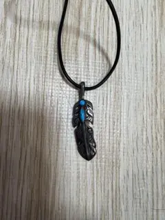 ナバホ族　ペンダント　ターコイズ埋込　925 フェザー