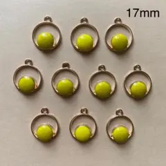 サークルのチャーム　10個　17mm　ゴールド　イエロー　現品　P605