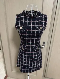 Andy チェック柄ツイードドレス S