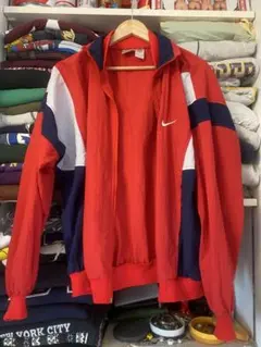 80s 90s NIKE ナイロンジャケット 銀タグ トリコロール　切り替え配色