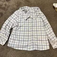 チェック柄 長袖シャツ パールボタンのサムネイル