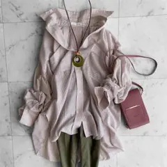 コラージュ ガリャルダガランテ　洗えるオーバーサイズシャツ　ストライプ