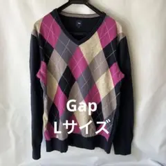 Gap ギャップ　メンズ　Vネック　アーガイル　ニット　L ネイビー