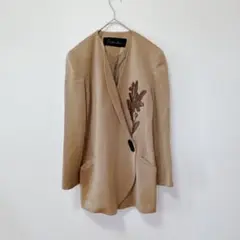 ミズレイコ【9】ノーカラージャケット/花柄刺繍 秋冬 長袖 シンプル 日本製