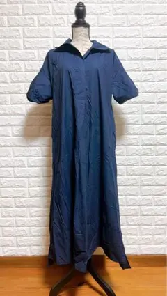 BANANA REPUBLIC【M/L】シャツワンピース ネイビー コットン