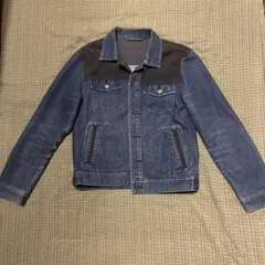 ダークブルー デニムジャケット コーデュロイ肩