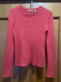 1回のみ着用　UNIQLO ピンク　リブ編み 長袖ニット Mサイズ
