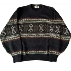 ノルディック柄ウール混紡セーター Lサイズ