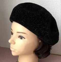 黒 ベレー帽 ポリエステル100% フリース風