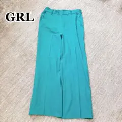 グレイル センタープレスフレアパンツ L グリーン ハイウエスト 美脚 きれいめ