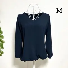 ロペピクニック・M 長袖 プルオーバーブラウス ネイビー Vネック