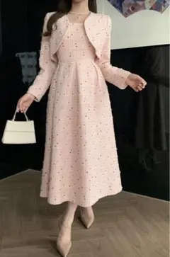 ツイード　セットアップ　フォーマルドレス　入園式　結婚式　パーティー