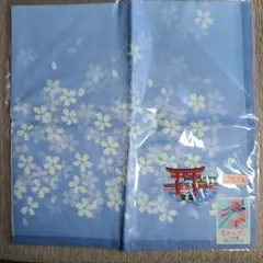 桜刺繍 水色 ハンカチ 日本製 宮島