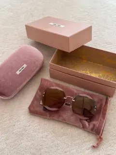 【中古】miumiu ラウンドサングラス ケース付き