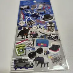 レトロ 新品 ブルー×グレー シリーズ シール カミオジャパン 平成 シネマ 犬