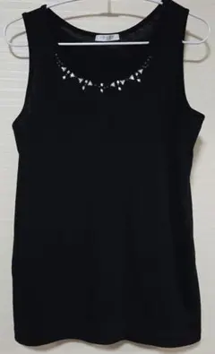 COLZA タンクトップ ビジュー装飾 ブラック M