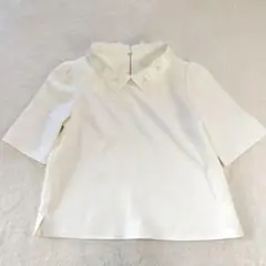 ★美品 ルレーヴヴァニレ ブラウス パール レース 花 フラワー おしゃれ 白のサムネイル