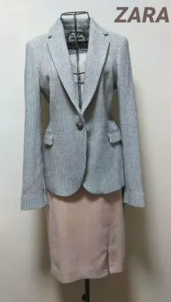 ZARA　新品ジャケット・変形スカート11号　ベビーピンク　脚長スリット