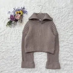 2PINK　ハーフジップセーター　リブニット　袖ダブル　クロップド丈　ベージュM