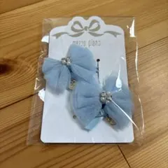 mezzo piano キラキラリボン　ヘアポニー2個セット