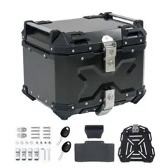 バイク用 リアボックス 45L 背もたれ付 アルミ 大容量 軽量 ガンメタリック