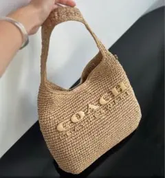 COACH コーチ かごバッグ ハンドバッグ ナチュラル 夏バッグ レディース