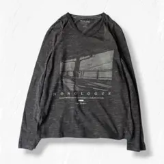 Vネック長袖カットソーロンTグラフィックTシャツ Y2K グランジ ロック 古着のサムネイル