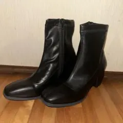 スクエアトゥレザーショートブーツ［gd1378］