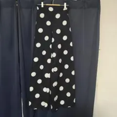 ポルカドット ワイドパンツ 黒・白