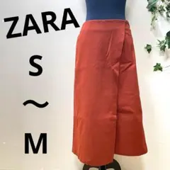 【ZARA】ザラ ガウチョパンツ M ワイドパンツ 美品 カジュアル オレンジ