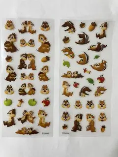 【希少・レトロ】ディズニー チップ＆デール 透明シール ステッカー 2枚セット