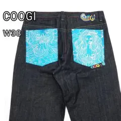 希少【未使用級】COOGI ワイドデニム リジッド W38 隠しリベット 極美品