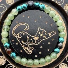 神の眼お守り❣️天眼瑪瑙 ヘマタイト グリーンペリドット ブレス