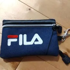 FILA コインケース 小銭入れ キーチェーン付き ネイビー