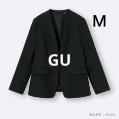 【美品】GU ウォッシャブルノーカラージャケット ブラック Ｍ