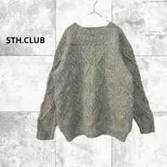 フィフスクラブ　メルローズ　柄編みニット　長袖　プルオーバー　上品デザイン　毛混