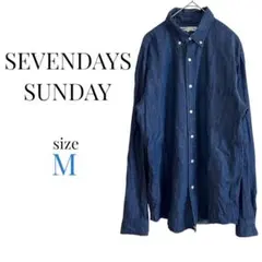 セブンデイズサンデイ【M】デニムシャツ 羽織り 無地 カジュアル 春秋綿100%