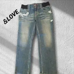 アンドラブ刺繍デザイン ライトブルーデニム