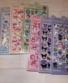 硬いシール　キャラクター3D ぷくぷく6枚セット サンリオ