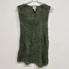 【XXL】ST. JOHN'S BAY ノースリーブチュニック オリーブグリーン