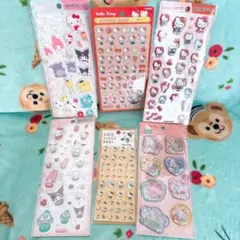 ボンボンドロップminiキティ赤ぷっくりシールウォーターシールなど6枚セット