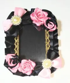 【G6】硬質ケースデコ ブラック × ピンク 黒 桃 薔薇