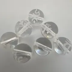 天然石 水晶 梵字彫刻 丸玉 ビーズ パワーストーン 7点セット【297】