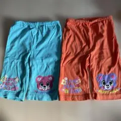 キッズ用ハーフパンツペア2枚セット（水色・オレンジ）