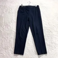 【ジェットセットソロプラス】38 黒 ストライプ テーパードパンツ 春秋