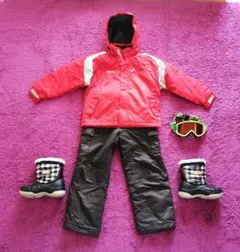 キッズ 140 スキー ウェア 上下 ゴーグル スノーブーツ 3点セット