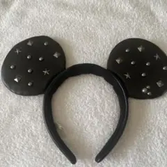 スタッズ付き黒ミッキー耳カチューシャ