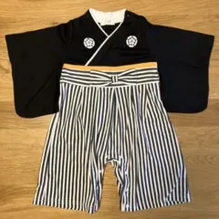 ベビー袴ロンパース 黒　80cm